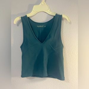 Abercrombie and Fitch Blue Ribbed V-Neck Tank Top Size Small